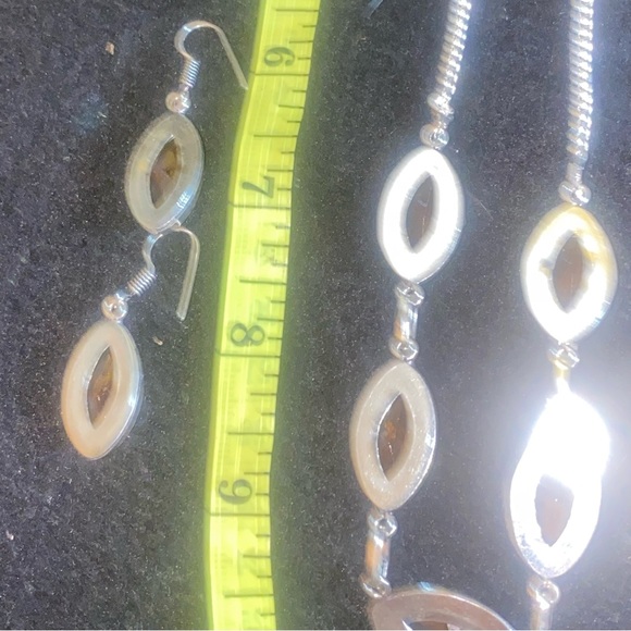 Mandarin Citrine handcrafted 6 gem necklace + Earring set - Picture 4 of 7
